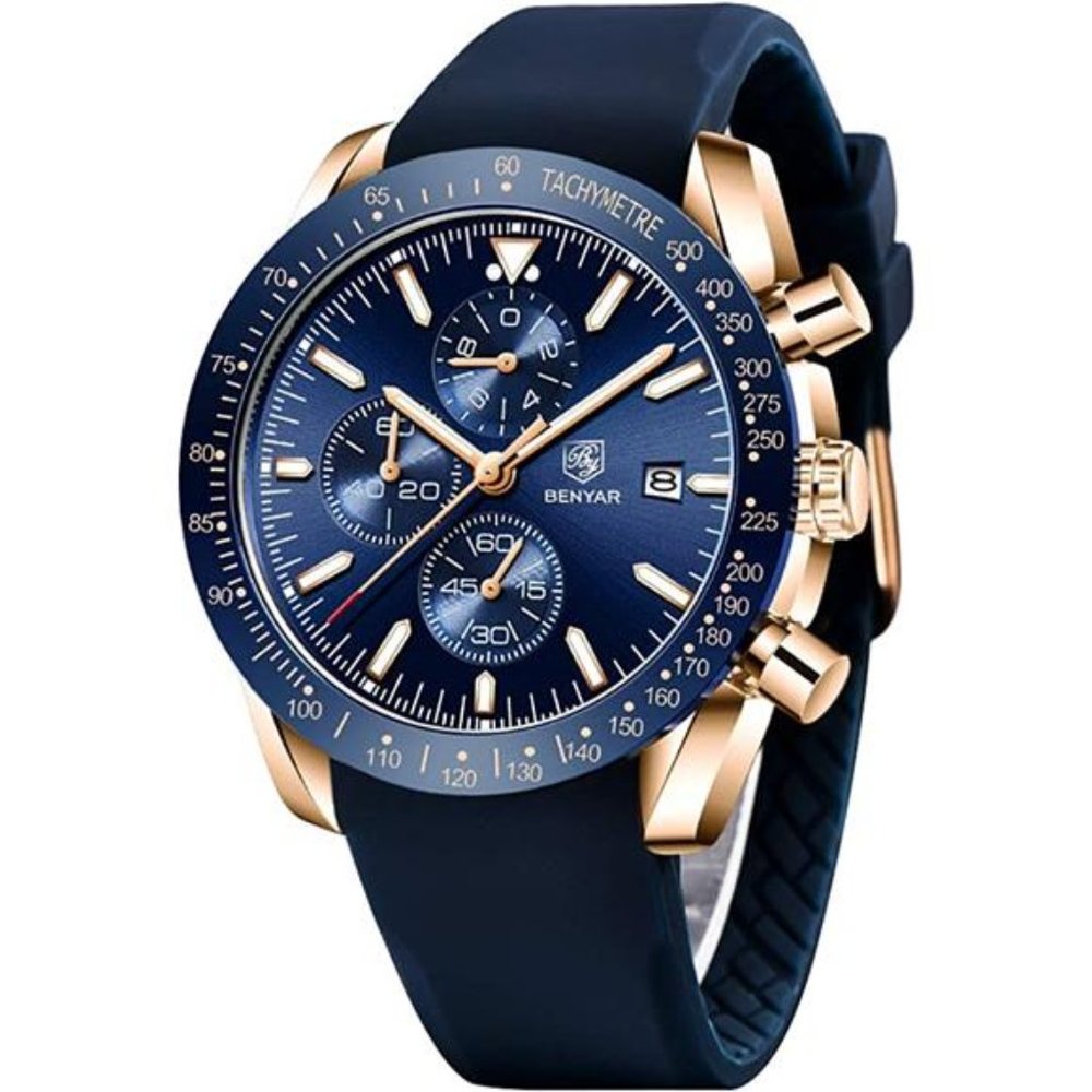 Stylish Wrist Watch Mens Silicone Strap Watches Quartz Movement Water Resistant